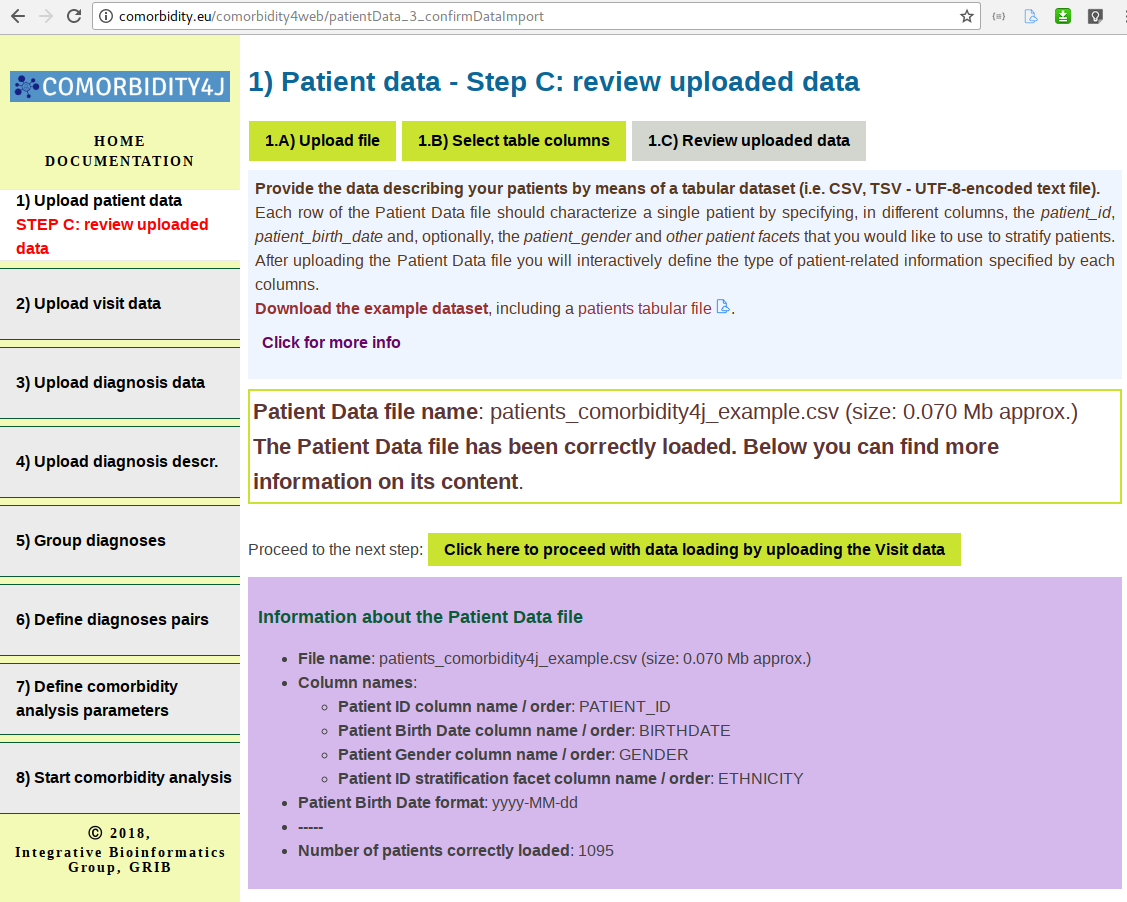 Patient data file uploaded data check