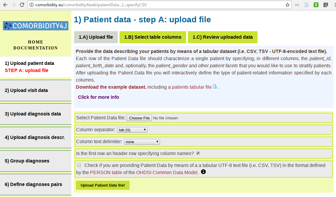 Patient data file upload